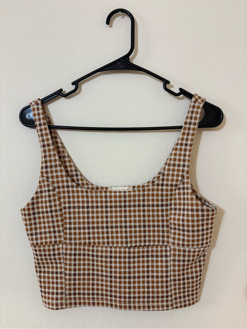 Altar’d State Brown Plaid Corset Style Crop Top Size Large